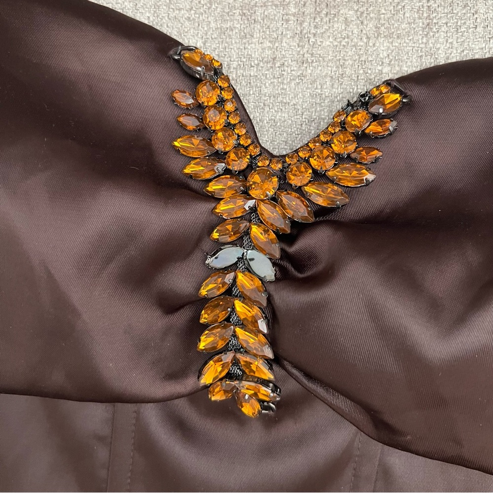 SOLD Charlotte Russe Brown Satin Strapless Corset - Picture 3 of 11